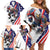 Custom United States Ice Hockey Go Champions Family Matching Off Shoulder Short Dress and Hawaiian Shirt Team USA Eagle Mascot Style