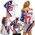 Custom United States Ice Hockey Go Champions Family Matching Off Shoulder Short Dress and Hawaiian Shirt Team USA Eagle Mascot Style