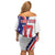 Custom United States Ice Hockey Go Champions Family Matching Off Shoulder Short Dress and Hawaiian Shirt Team USA Eagle Mascot Style