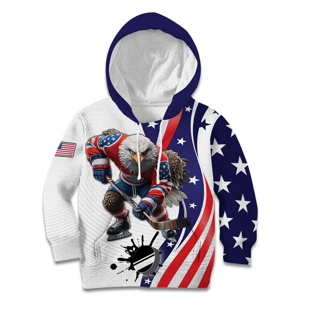 Custom United States Ice Hockey Go Champions Kid Hoodie Team USA Eagle Mascot Style