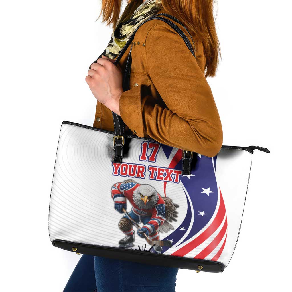 Custom United States Ice Hockey Go Champions Leather Tote Bag Team USA Eagle Mascot Style