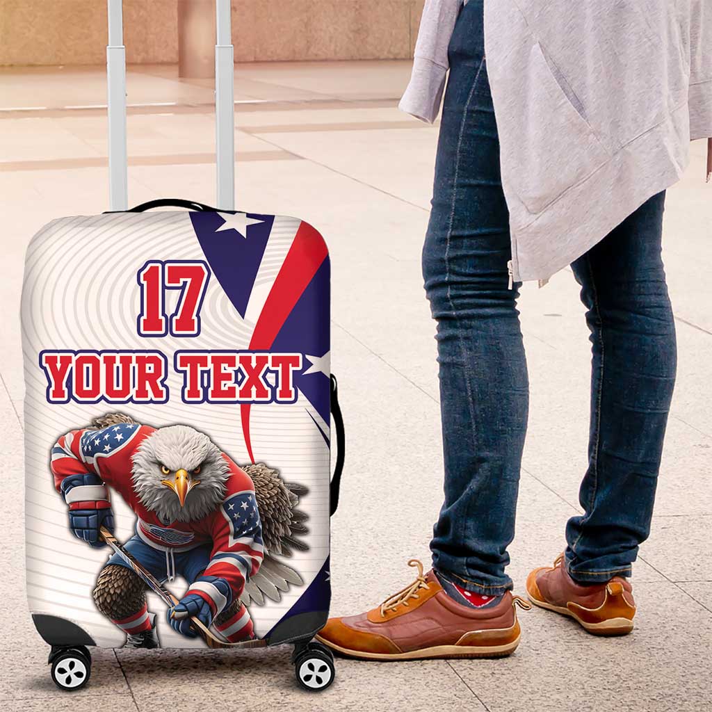 Custom United States Ice Hockey Go Champions Luggage Cover Team USA Eagle Mascot Style