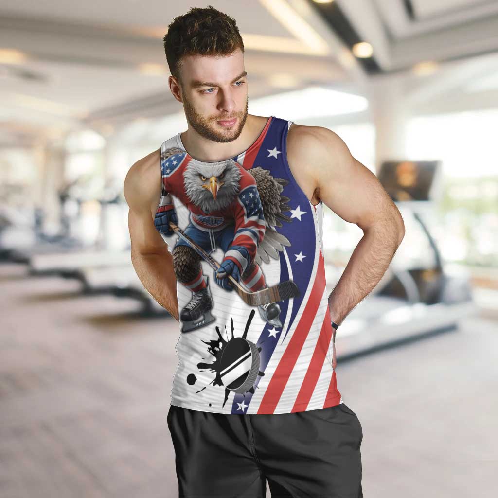 Custom United States Ice Hockey Go Champions Men Tank Top Team USA Eagle Mascot Style