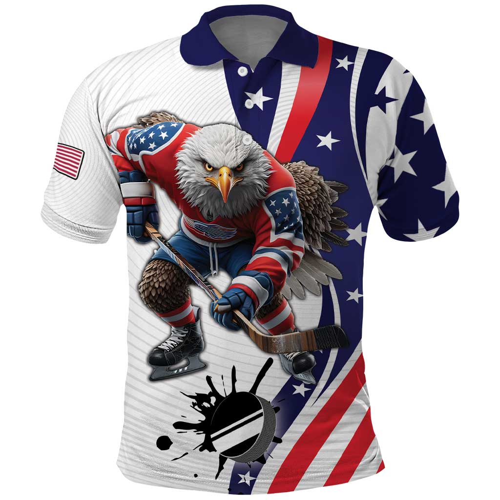 Custom United States Ice Hockey Go Champions Polo Shirt Team USA Eagle Mascot Style