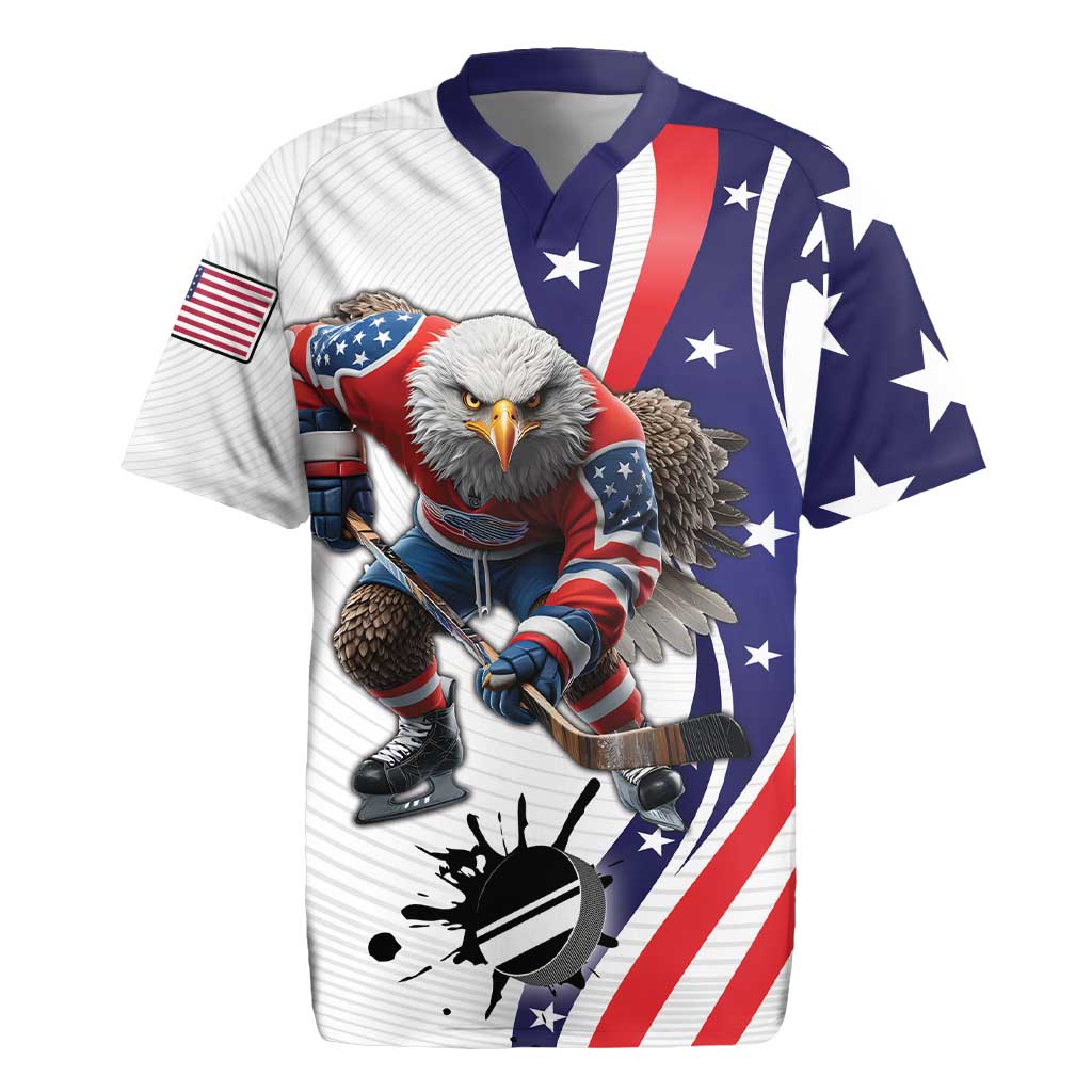 Custom United States Ice Hockey Go Champions Rugby Jersey Team USA Eagle Mascot Style