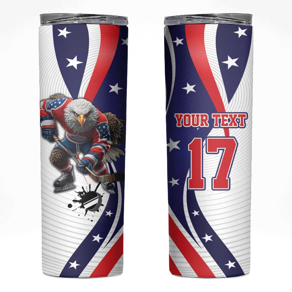 Custom United States Ice Hockey Go Champions Skinny Tumbler Team USA Eagle Mascot Style