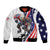 Custom United States Ice Hockey Go Champions Sleeve Zip Bomber Jacket Team USA Eagle Mascot Style