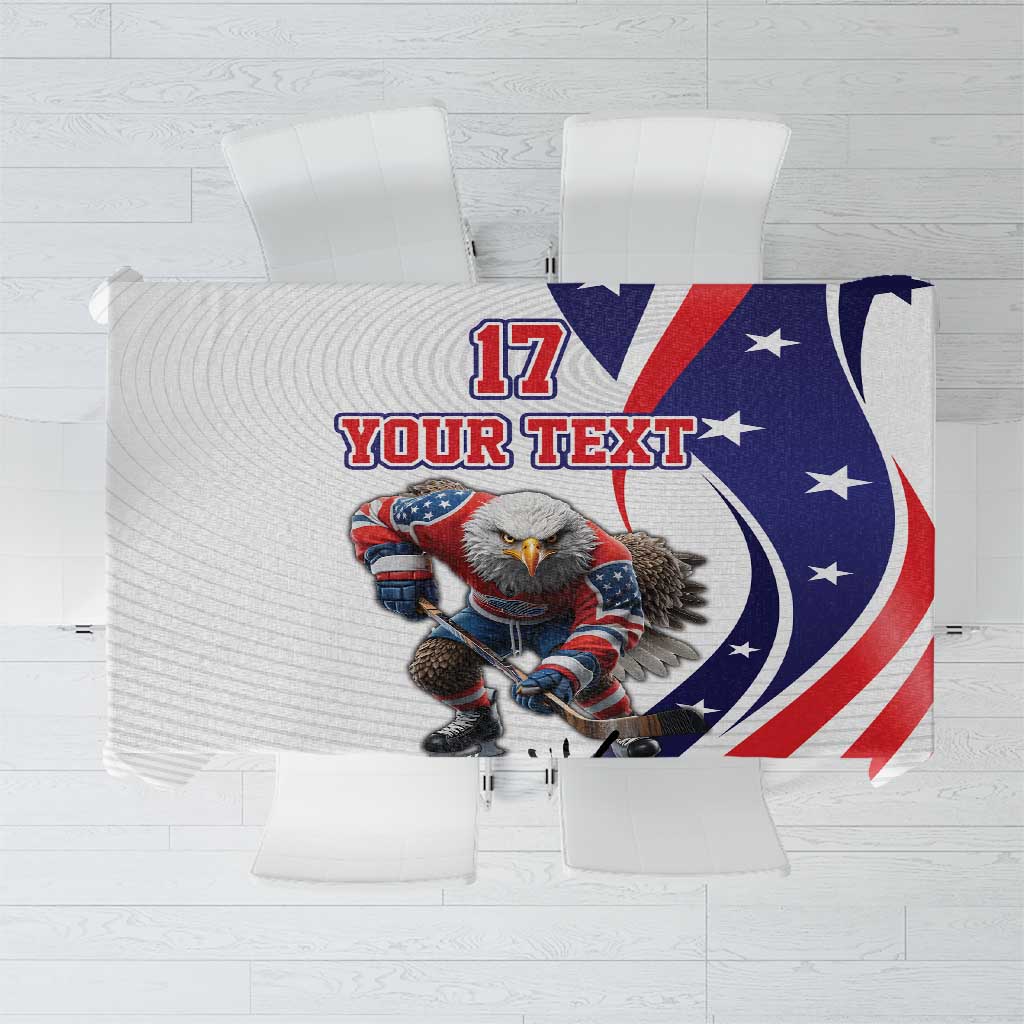 Custom United States Ice Hockey Go Champions Tablecloth Team USA Eagle Mascot Style