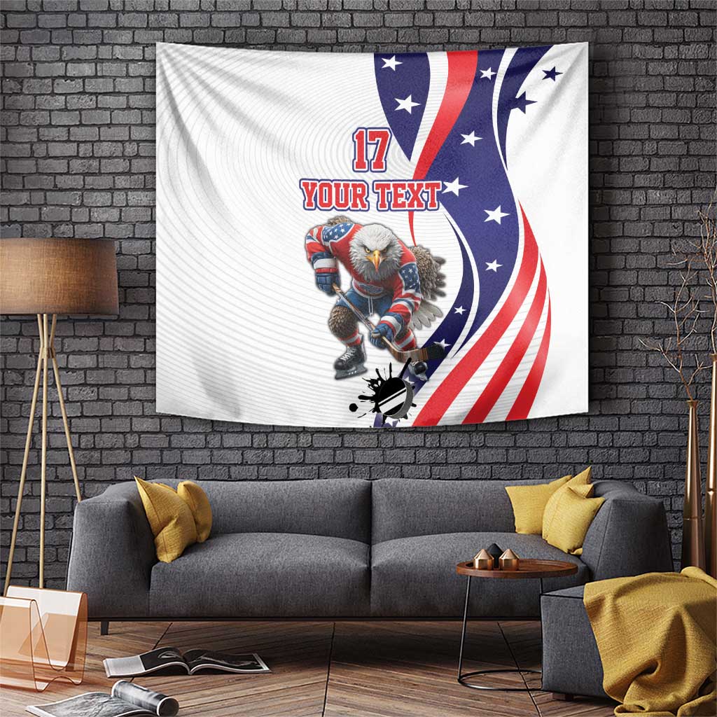 Custom United States Ice Hockey Go Champions Tapestry Team USA Eagle Mascot Style