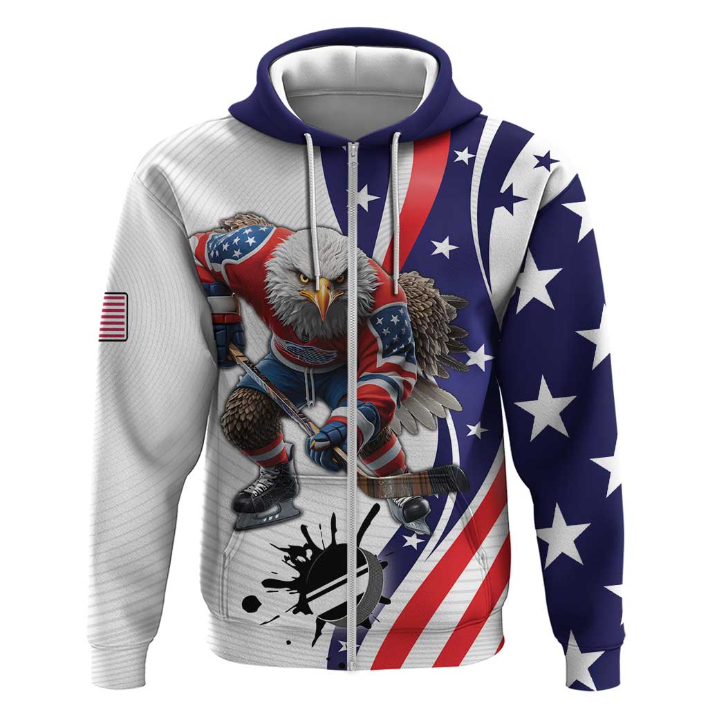 Custom United States Ice Hockey Go Champions Zip Hoodie Team USA Eagle Mascot Style