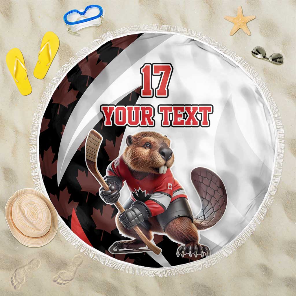 Custom Canada Ice Hockey Go Champions Beach Blanket Team Canada Beaver Mascot Style