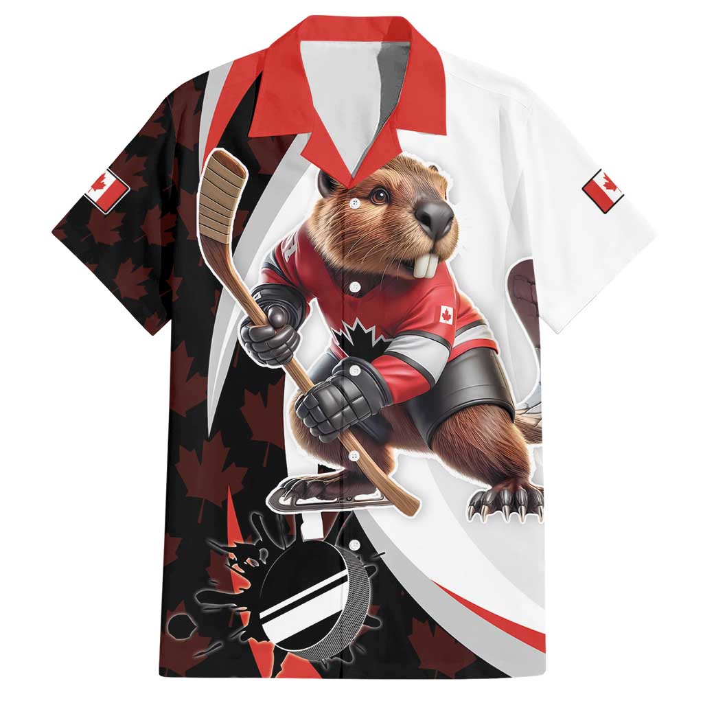 Custom Canada Ice Hockey Go Champions Hawaiian Shirt Team Canada Beaver Mascot Style