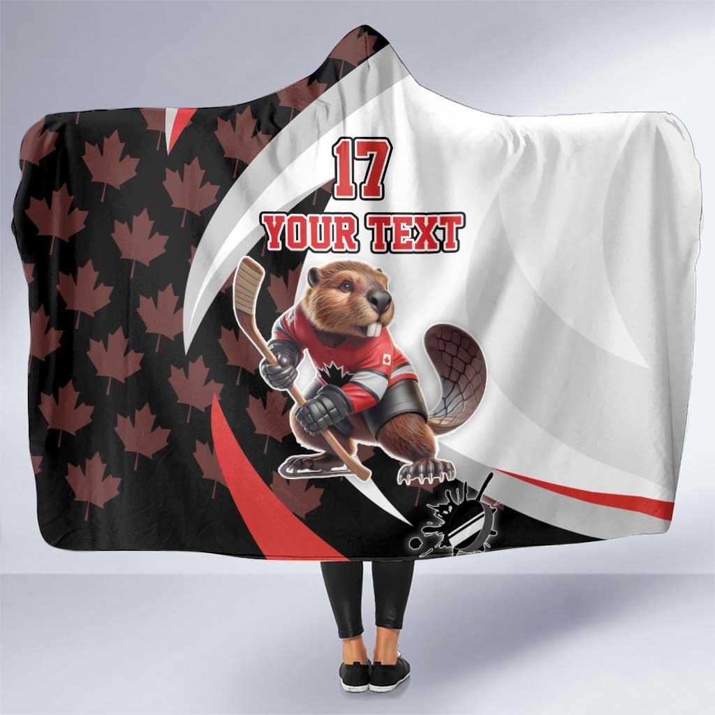 Custom Canada Ice Hockey Go Champions Hooded Blanket Team Canada Beaver Mascot Style