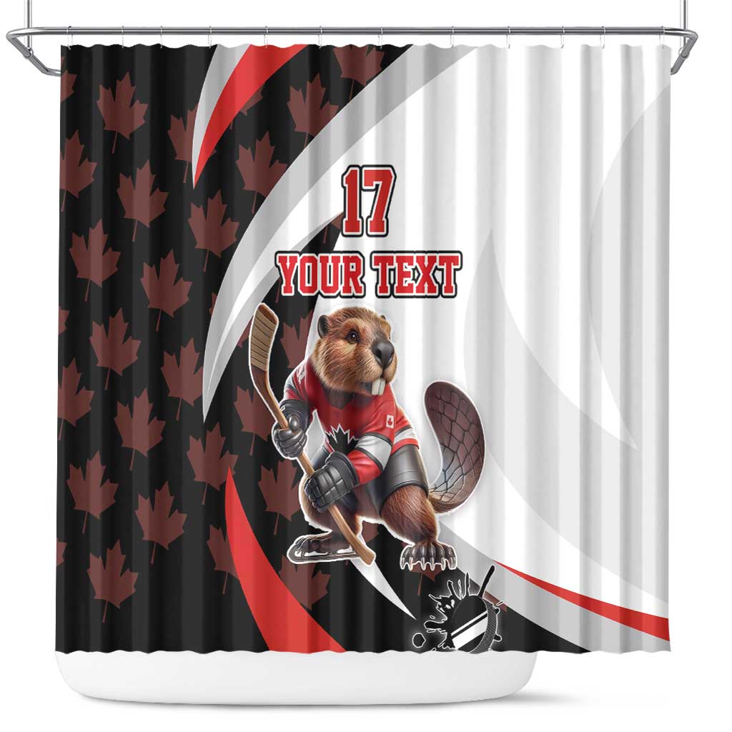 Custom Canada Ice Hockey Go Champions Shower Curtain Team Canada Beaver Mascot Style