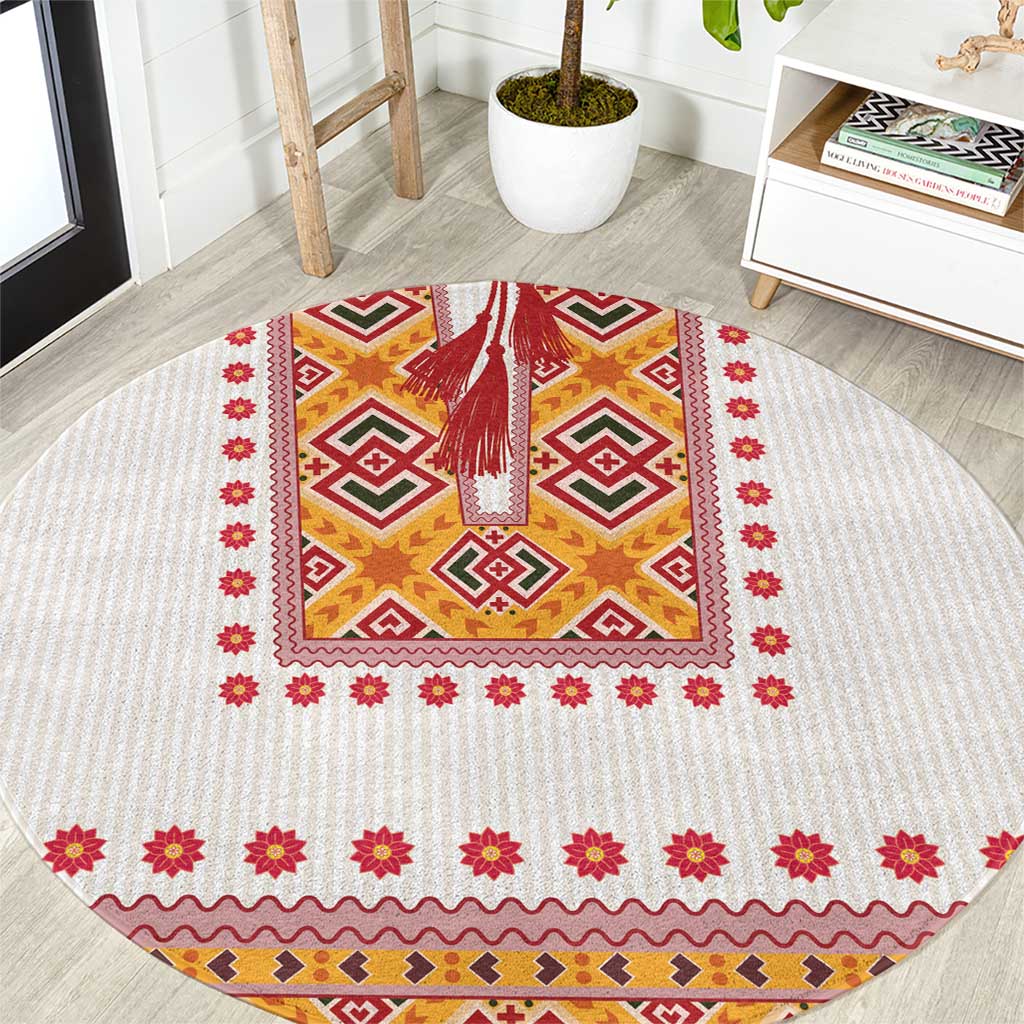 Slovakia Costume Round Carpet Traditional Folk Pattern