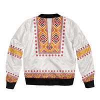 Slovakia Costume Sleeve Zip Bomber Jacket Traditional Folk Pattern