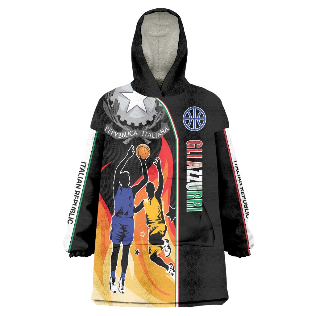 Custom Italian Republic Baketball Wearable Blanket Hoodie Sporty Style