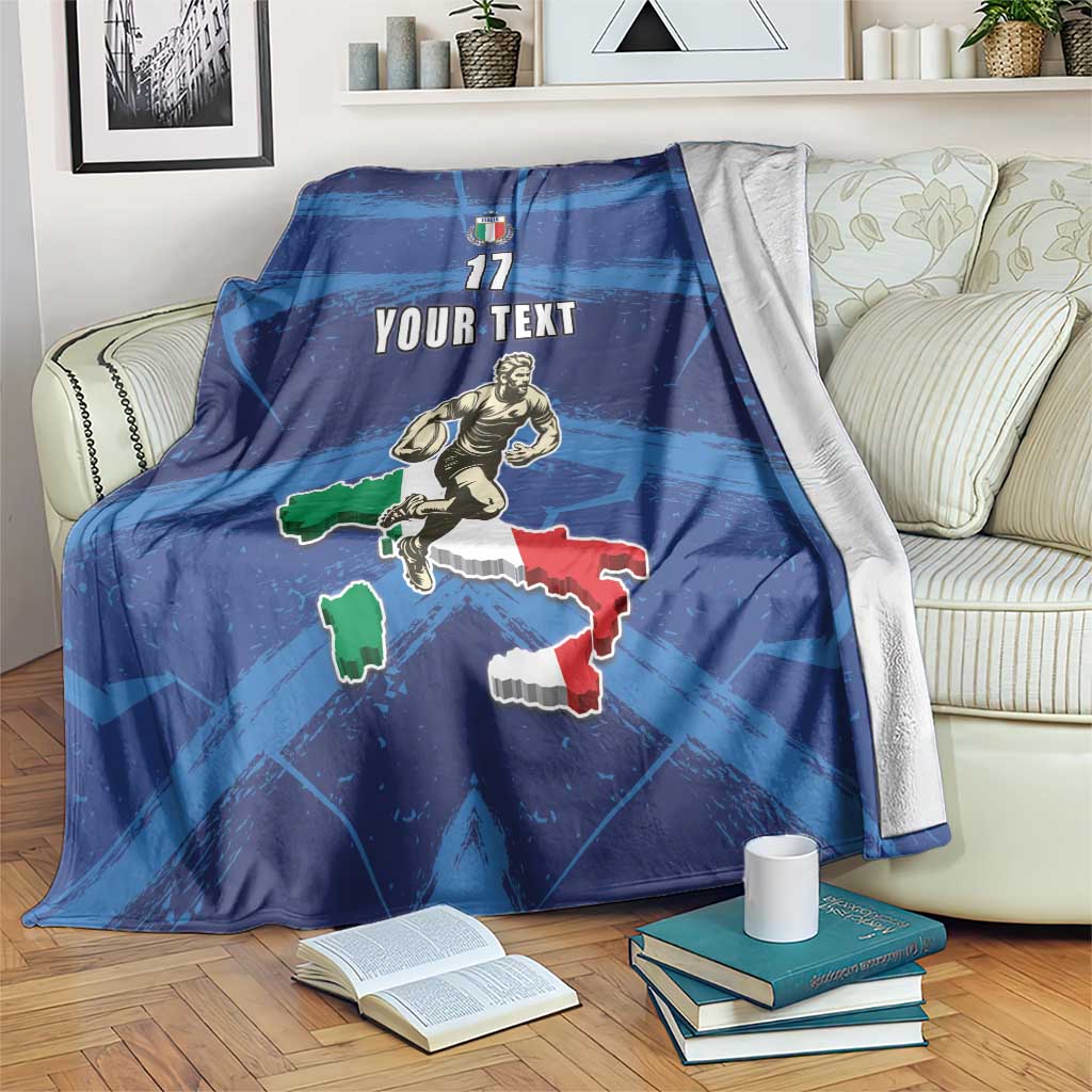 Italian Republic Rugby Custom Blanket Sporty Style