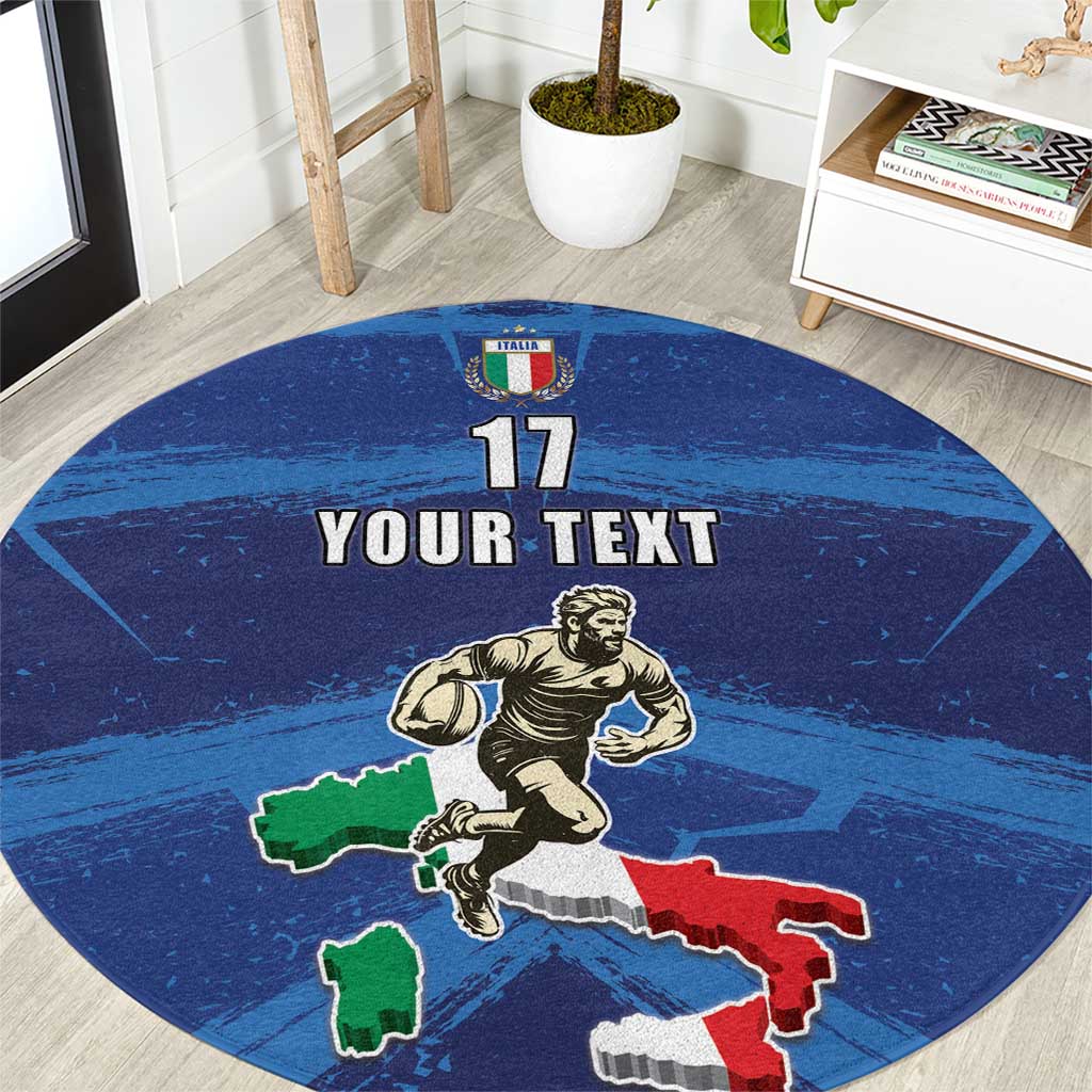 Italian Republic Rugby Custom Round Carpet Sporty Style