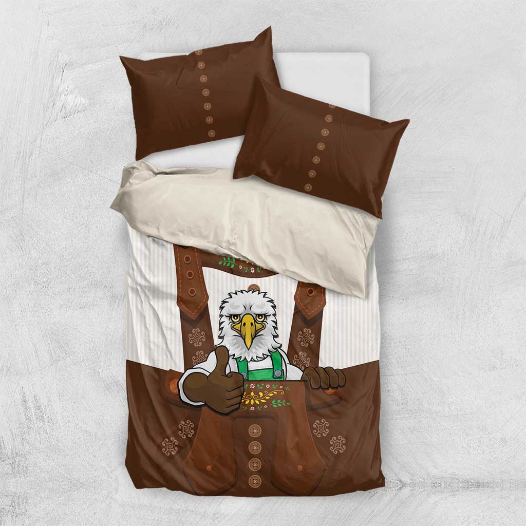 Lederhosen Costume Germany Bedding Set Bald Eagles With Traditional German Pattern