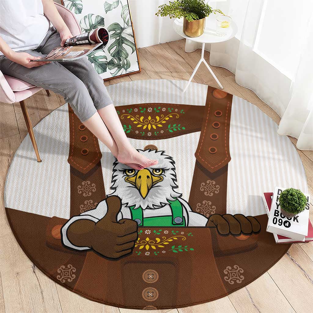 Lederhosen Costume Germany Round Carpet Bald Eagles With Traditional German Pattern