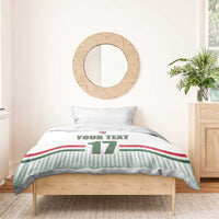 White duvet and pillow set with Hungarian crest, “YOUR TEXT” and large “17” number