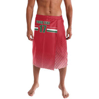 Red hockey-style shorts with elastic waistband, '17' and Hungarian flag stripe print