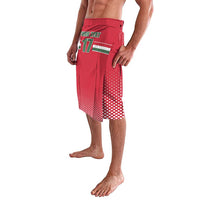 Red hockey-style shorts side view with '17' and green-white stripe graphic