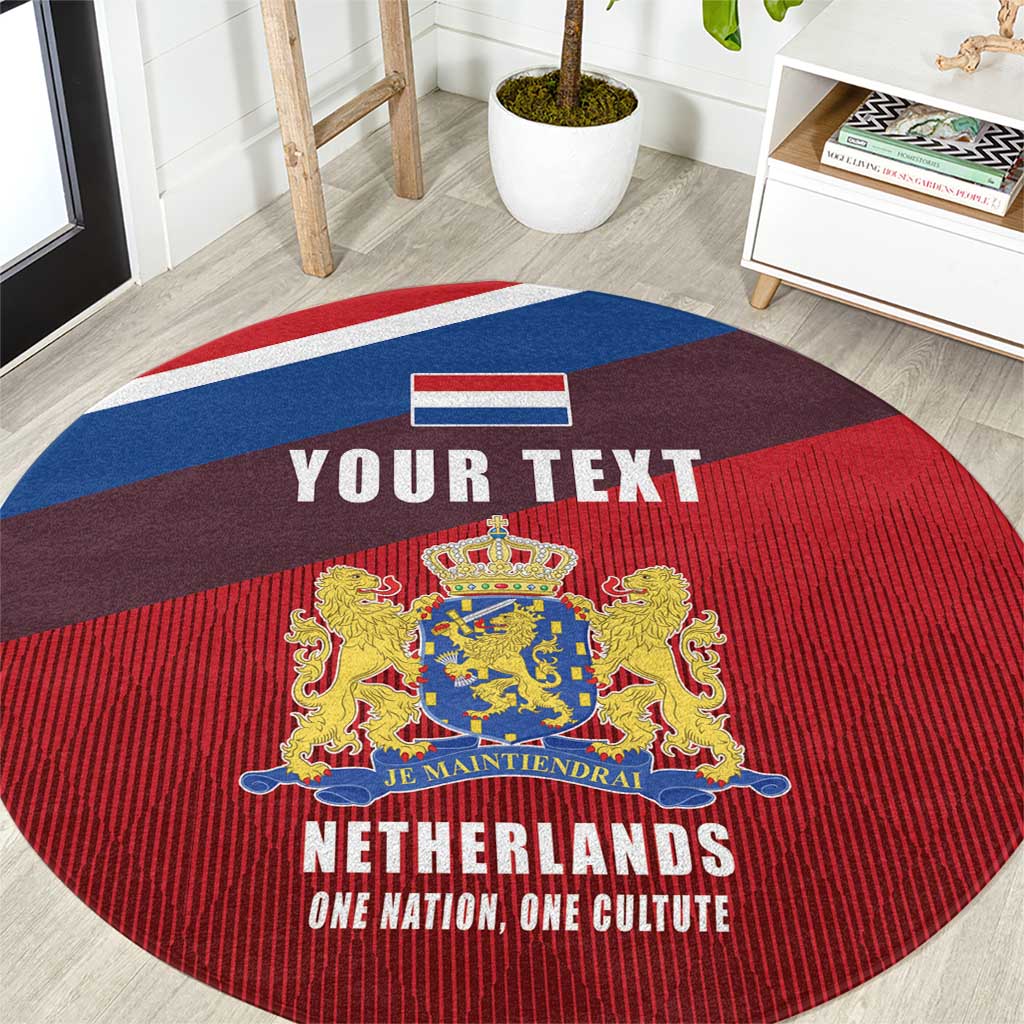 Personalized Netherlands Lion Round Carpet Nederland Flag and Coat of Arms