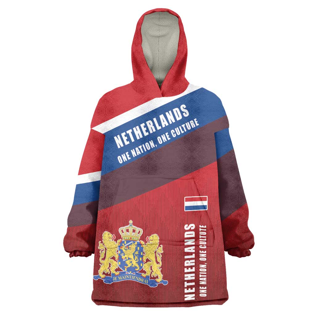 Personalized Netherlands Lion Wearable Blanket Hoodie Nederland Flag and Coat of Arms