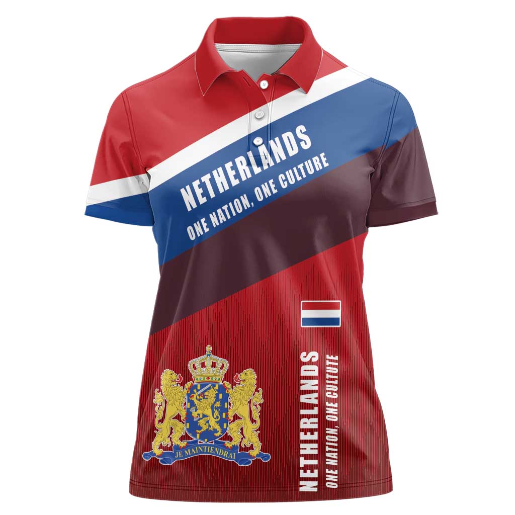 Personalized Netherlands Lion Women Polo Shirt Nederland Flag and Coat of Arms