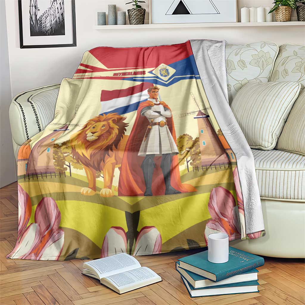 Netherlands Lion and Knight Blanket Tulips and Windmills