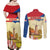 Netherlands Lion and Knight Couples Matching Off Shoulder Maxi Dress and Long Sleeve Button Shirt Tulips and Windmills