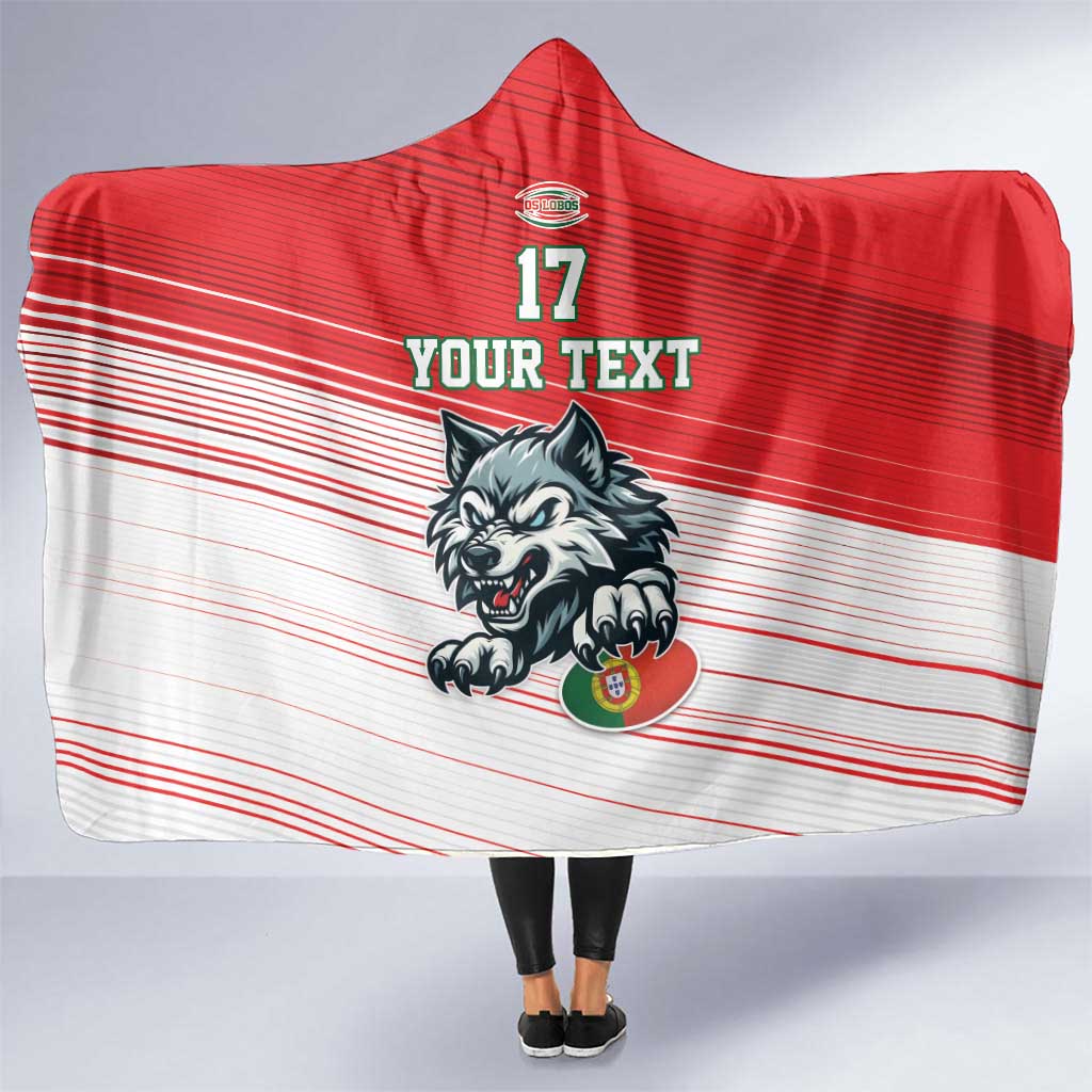 Custom Portugal Rugby Go Champions Hooded Blanket Wolf Mascot Style