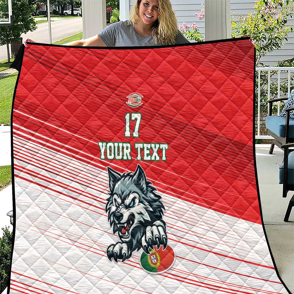 Custom Portugal Rugby Go Champions Quilt Wolf Mascot Style