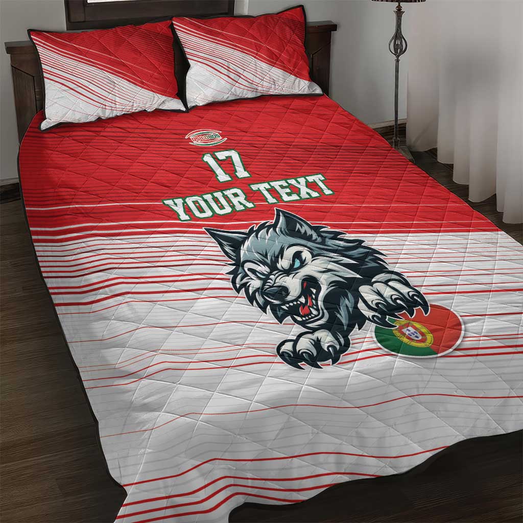 Custom Portugal Rugby Go Champions Quilt Bed Set Wolf Mascot Style