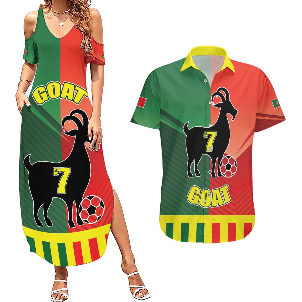 Personalized Portugal 7 Goat Couples Matching Summer Maxi Dress and Hawaiian Shirt Greatest Of All Time Sporty Style