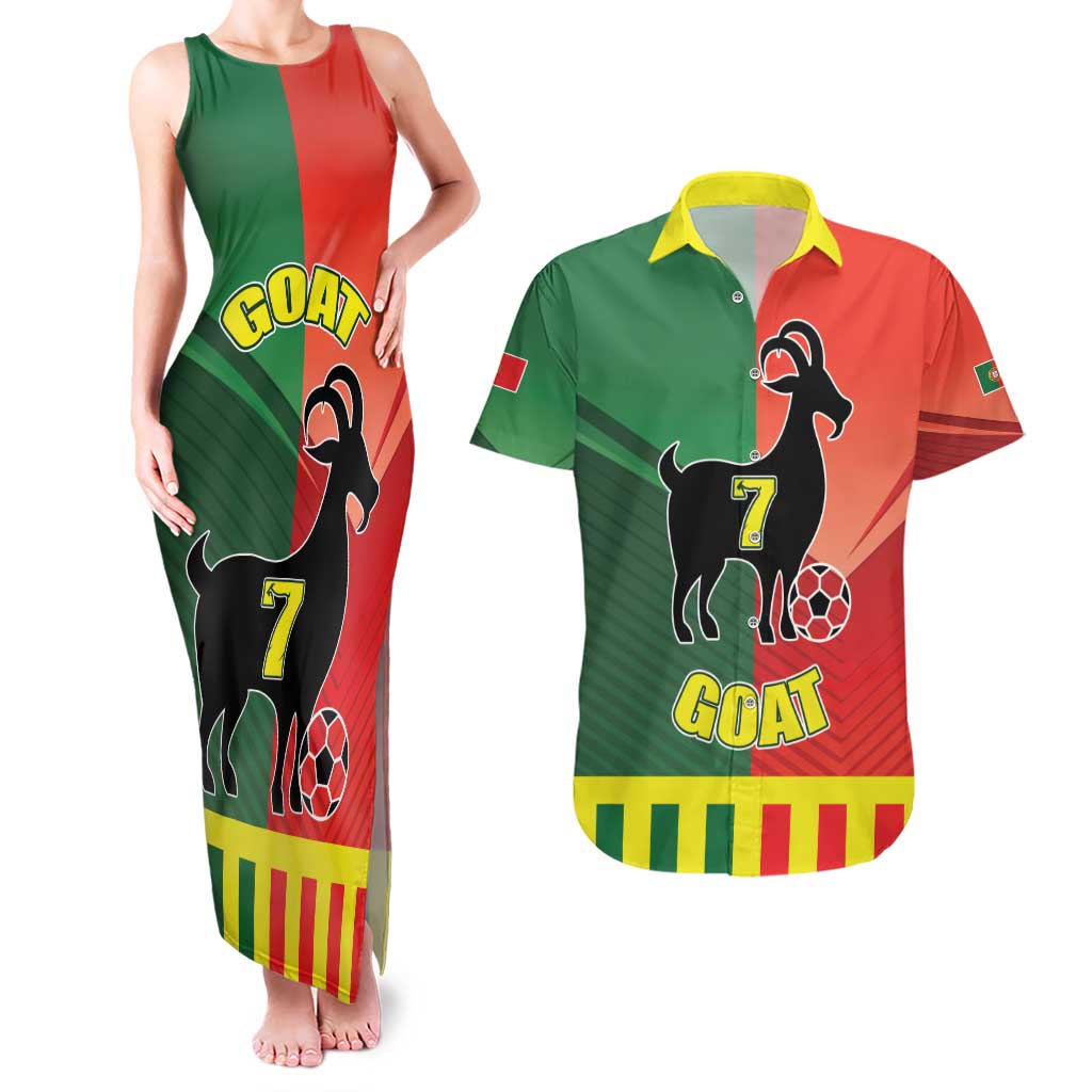 Personalized Portugal 7 Goat Couples Matching Tank Maxi Dress and Hawaiian Shirt Greatest Of All Time Sporty Style