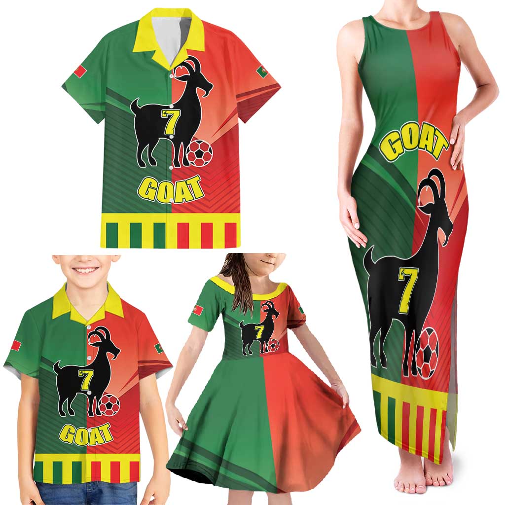 Personalized Portugal 7 Goat Family Matching Tank Maxi Dress and Hawaiian Shirt Greatest Of All Time Sporty Style