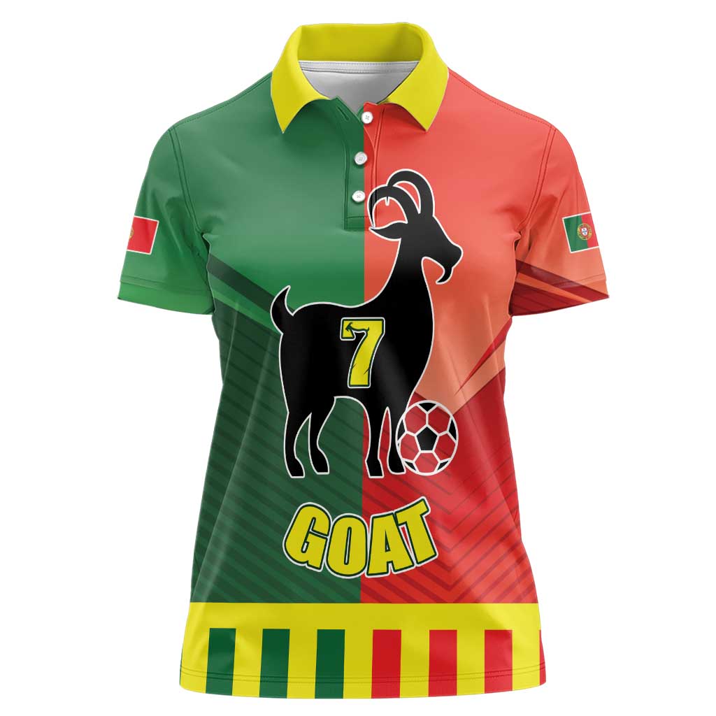 Personalized Portugal 7 Goat Women Polo Shirt Greatest Of All Time Sporty Style