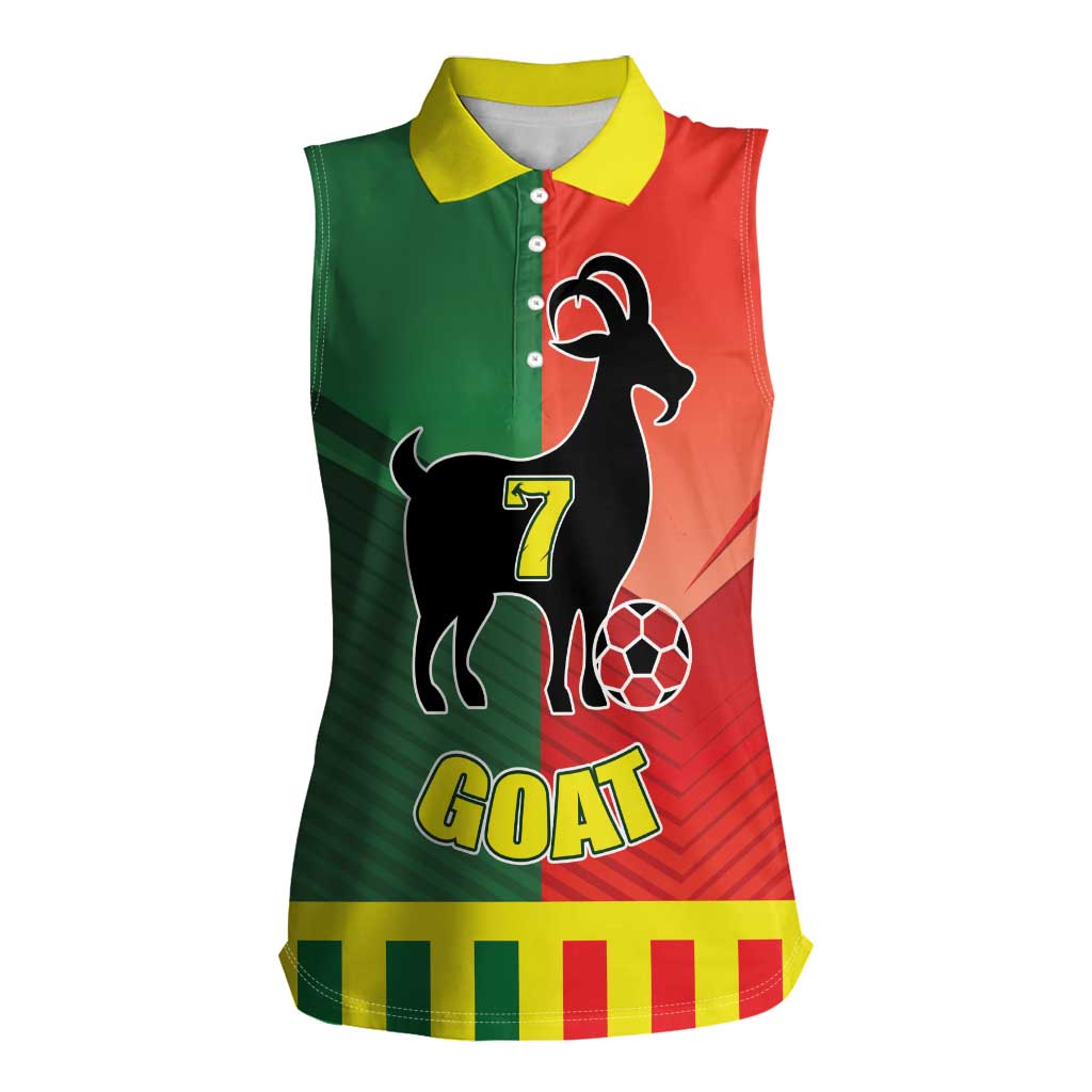 Personalized Portugal 7 Goat Women Sleeveless Polo Shirt Greatest Of All Time Sporty Style