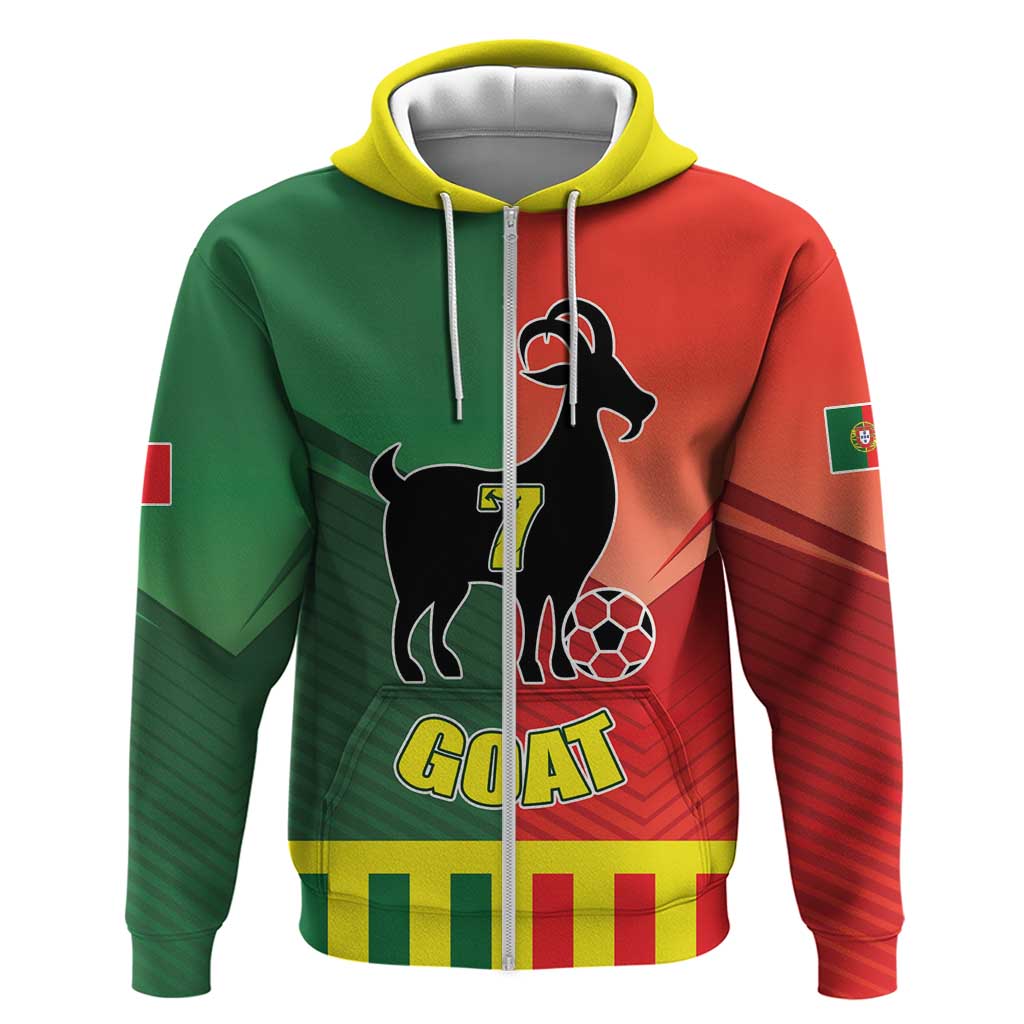 Personalized Portugal 7 Goat Zip Hoodie Greatest Of All Time Sporty Style