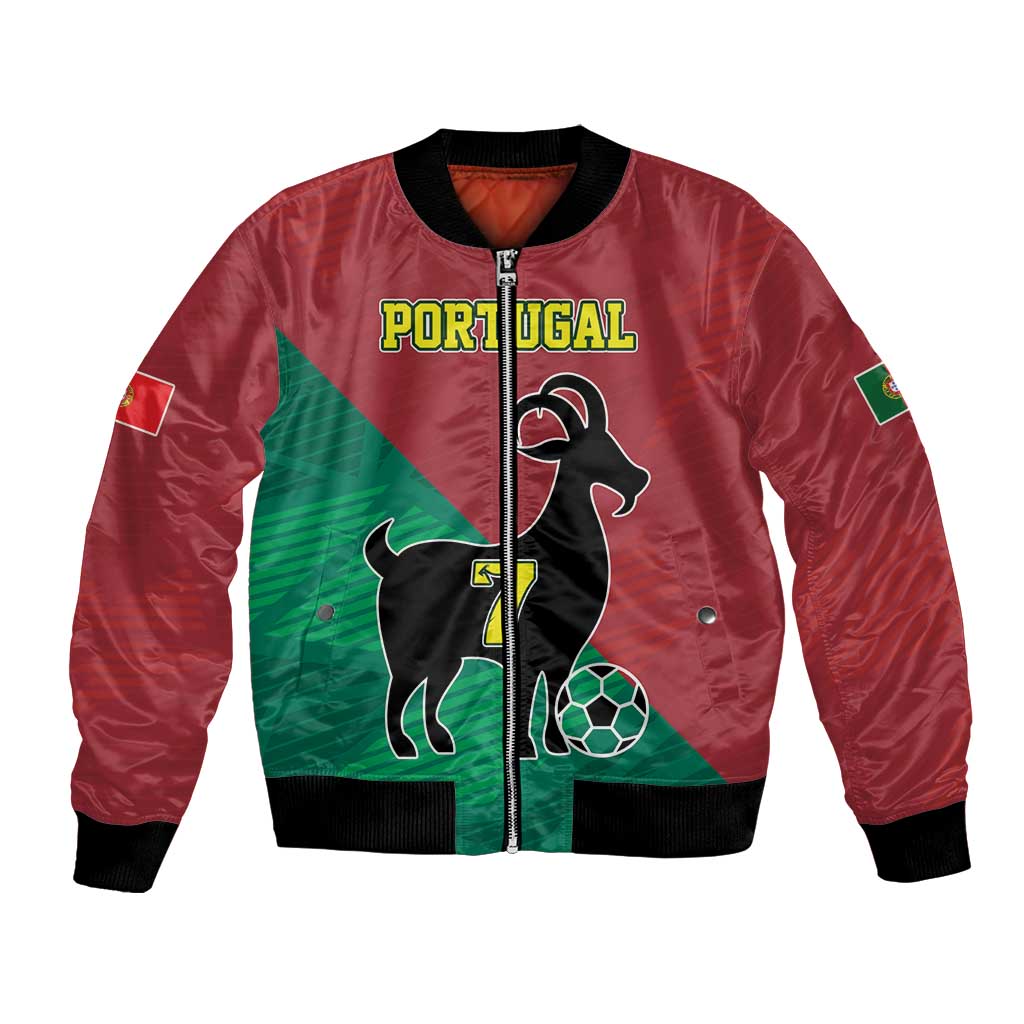 Personalized Portugal 7 Goat Bomber Jacket Greatest Of All Time Red Green Vintage