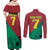 Personalized Portugal 7 Goat Couples Matching Off Shoulder Maxi Dress and Long Sleeve Button Shirt Greatest Of All Time Red Green Vintage