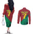 Personalized Portugal 7 Goat Couples Matching Off The Shoulder Long Sleeve Dress and Long Sleeve Button Shirt Greatest Of All Time Red Green Vintage