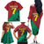 Personalized Portugal 7 Goat Family Matching Off The Shoulder Long Sleeve Dress and Hawaiian Shirt Greatest Of All Time Red Green Vintage