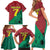 Personalized Portugal 7 Goat Family Matching Short Sleeve Bodycon Dress and Hawaiian Shirt Greatest Of All Time Red Green Vintage