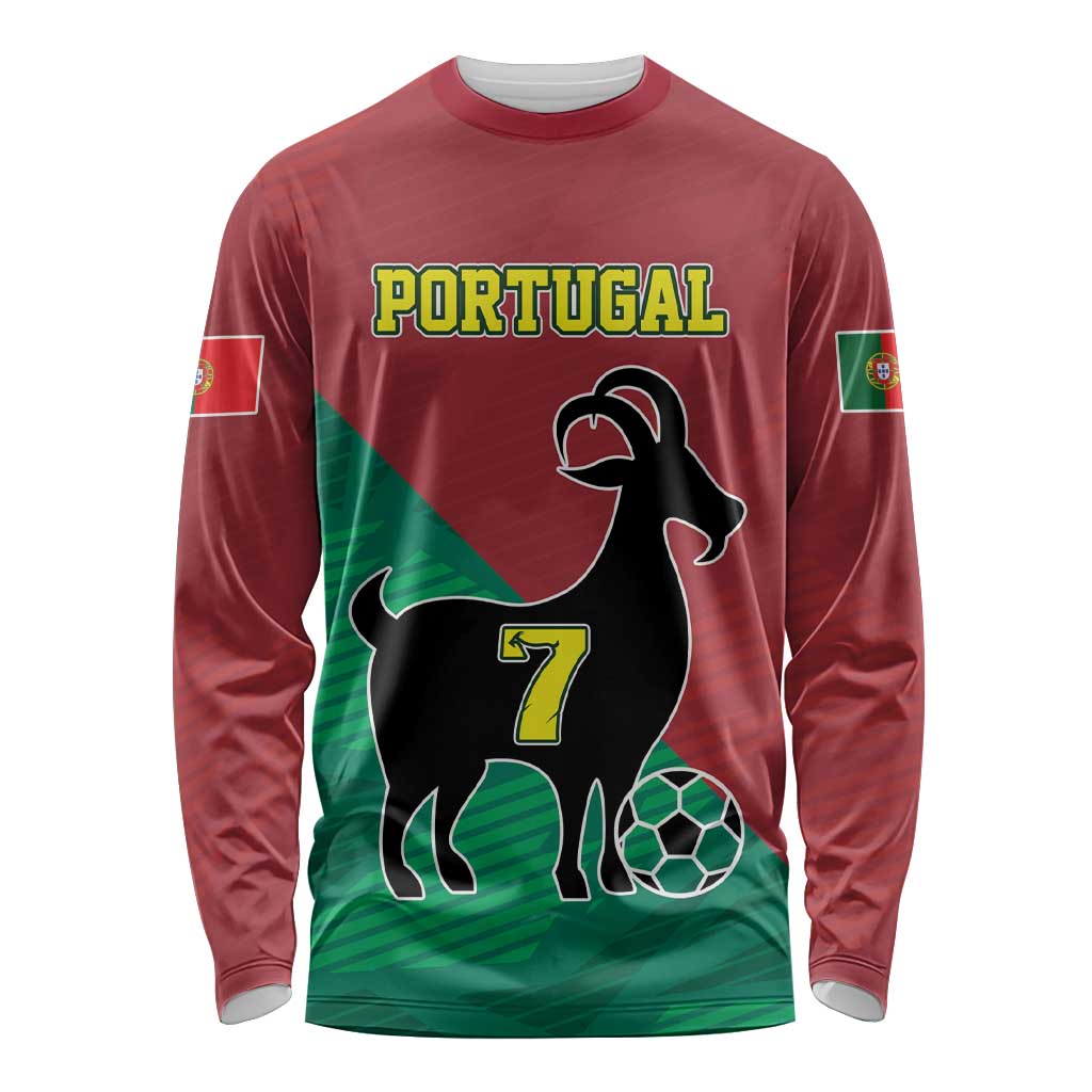 Personalized Portugal 7 Goat Long Sleeve Shirt Greatest Of All Time Red Green Vintage