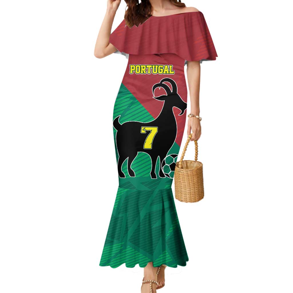 Personalized Portugal 7 Goat Mermaid Dress Greatest Of All Time Red Green Vintage