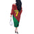 Personalized Portugal 7 Goat Off The Shoulder Long Sleeve Dress Greatest Of All Time Red Green Vintage